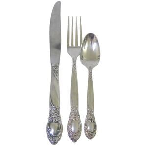 Oneida Silversmiths Knife Fork Spoon Place Setting Country Lane Ballad Rose 3Pc